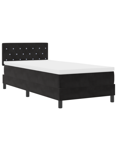 Letto a Sorgente LED con materasso Nero 100 x 200 cm Velluto
