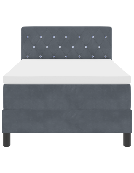 Letto con Box Spring e Materasso & LED Grigio Scuro 100x200 cm Velluto