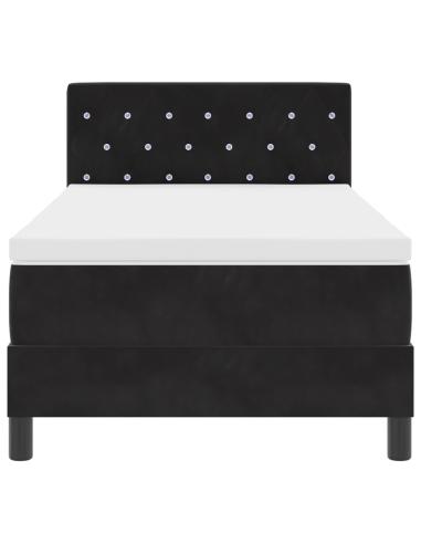 Letto a Sorgente LED con materasso Nero 90 x 200 cm Velluto