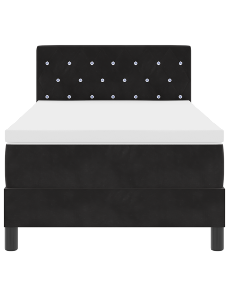 Letto a Sorgente LED con materasso Nero 90 x 200 cm Velluto