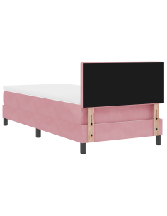 Letto a Sorgente LED con materasso Rosa 90 x 190 cm Velluto 2