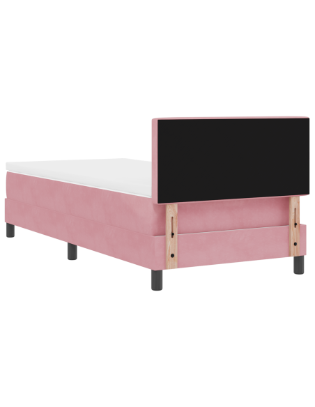 Letto a Sorgente LED con materasso Rosa 90 x 190 cm Velluto