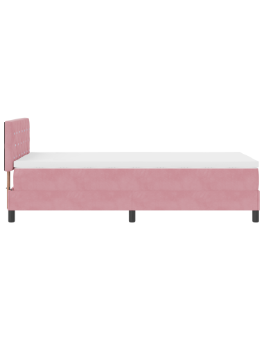 Letto a Sorgente LED con materasso Rosa 90 x 190 cm Velluto