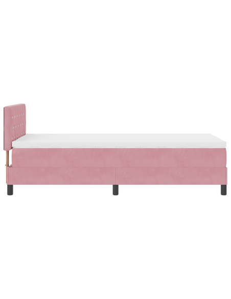 Letto a Sorgente LED con materasso Rosa 90 x 190 cm Velluto