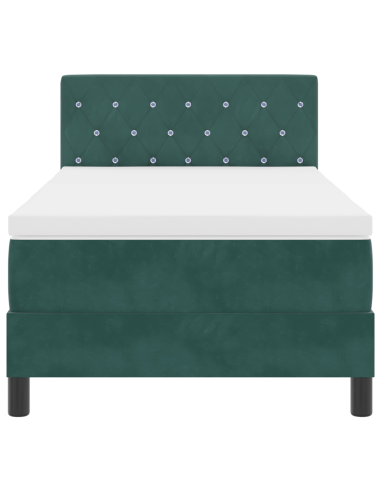 Letto a Sorgente LED con led Verde Scuro 90 x 190 cm Velluto