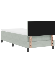 Letto a Sorgente LED con led Grigio chiaro 90 x 190 cm Velluto 2