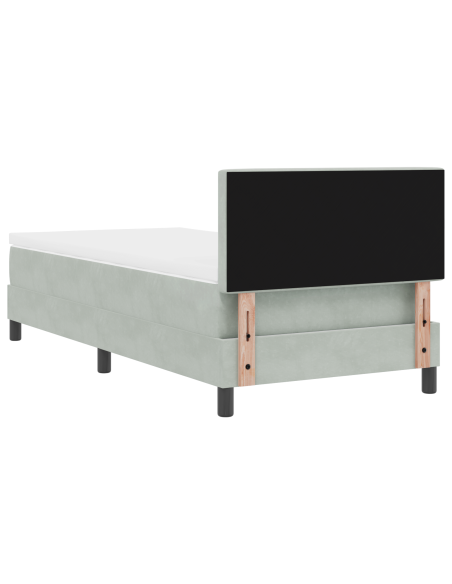Letto con Rete a Molla e Materasso & Luce LED Grigio Chiaro 90x190 cm Velluto