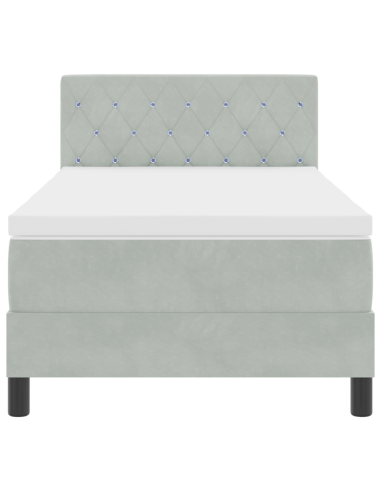 Letto a Sorgente LED con led Grigio chiaro 90 x 190 cm Velluto