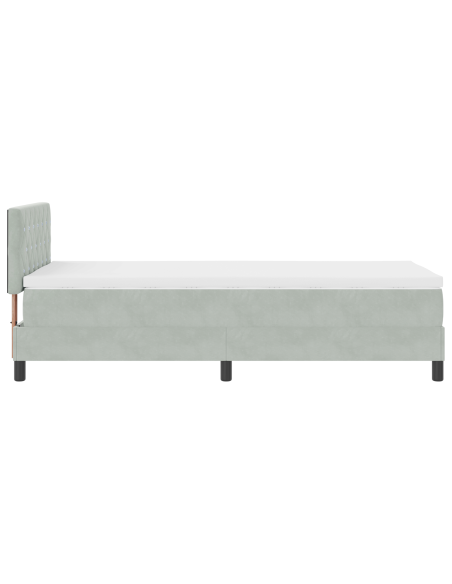 Letto con Rete a Molla e Materasso & Luce LED Grigio Chiaro 90x190 cm Velluto