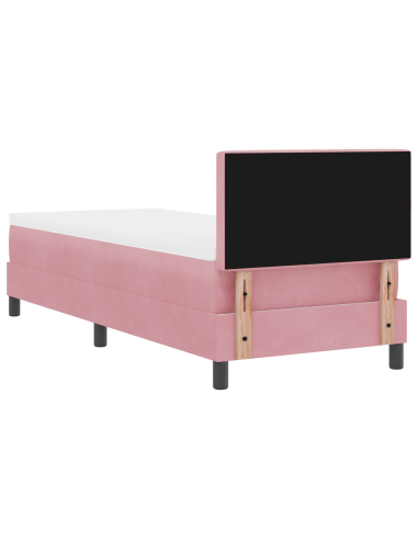 Letto a Sorgente LED con materasso Rosa 80 x 200 cm Velluto
