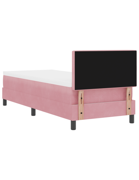 Letto Box Spring con Materasso e LED Rosa 80x200 cm Velluto