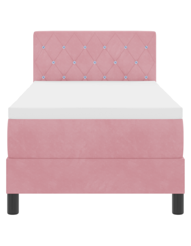 Letto a Sorgente LED con materasso Rosa 80 x 200 cm Velluto