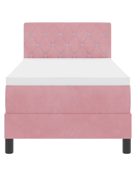 Letto Box Spring con Materasso e LED Rosa 80x200 cm Velluto