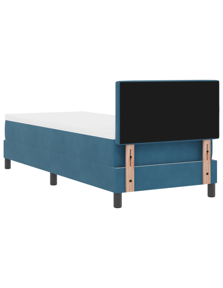 Letto Box Spring con Materasso e LED Blu Scuro 80x200 cm Velluto