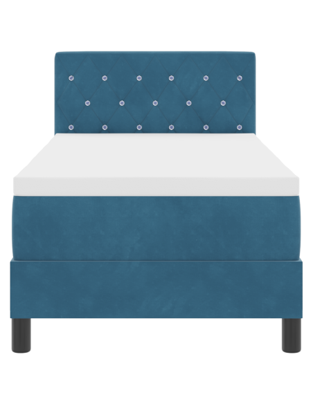 Letto Box Spring con Materasso e LED Blu Scuro 80x200 cm Velluto