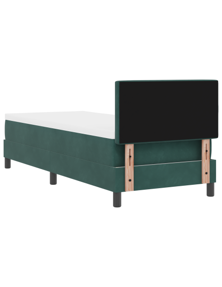 Letto a Rete con Materasso e LED Verde Scuro 80x200 cm in Velluto
