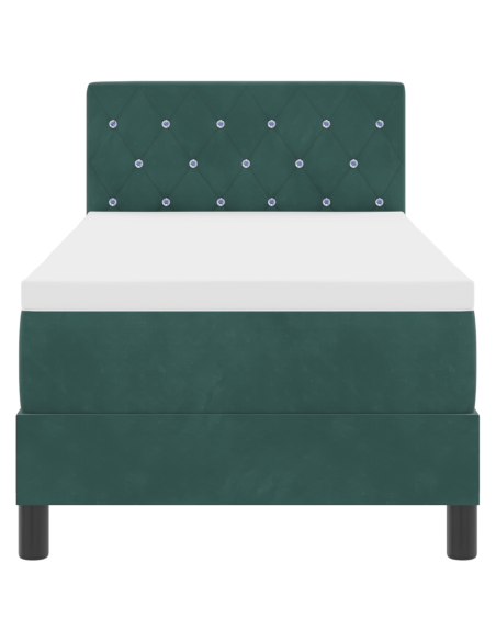 Letto a Rete con Materasso e LED Verde Scuro 80x200 cm in Velluto