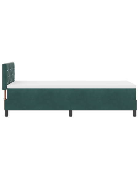 Letto a Rete con Materasso e LED Verde Scuro 80x200 cm in Velluto