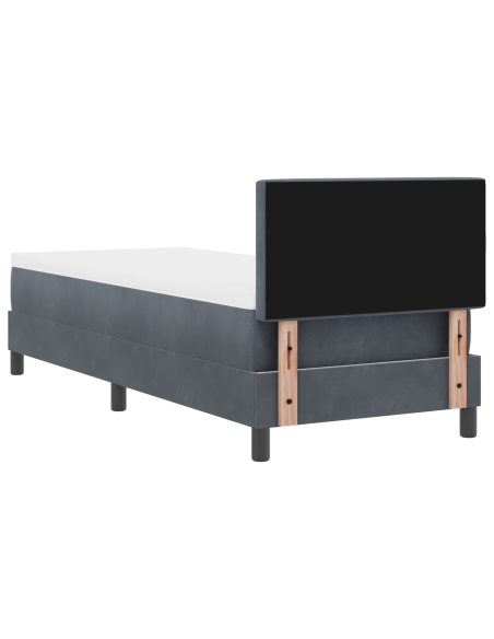 Letto Box Spring con Materasso e LED Grigio Scuro 80x200 cm Velluto
