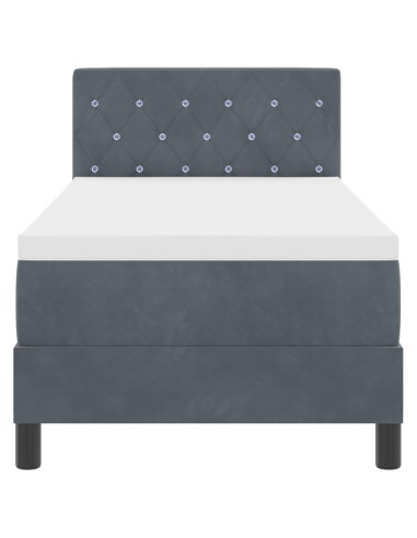 Letto a Sorgente LED con led Grigio scuro 80 x 200 cm Velluto