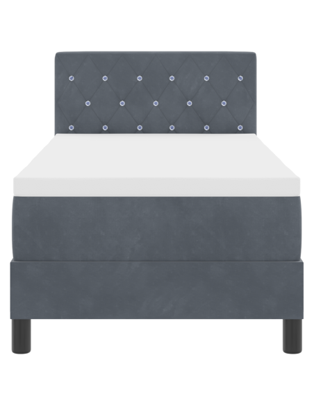 Letto a Sorgente LED con led Grigio scuro 80 x 200 cm Velluto