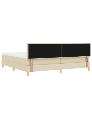 Letto a Sorgente LED con materasso Crema 200 x 200 cm Tessuto