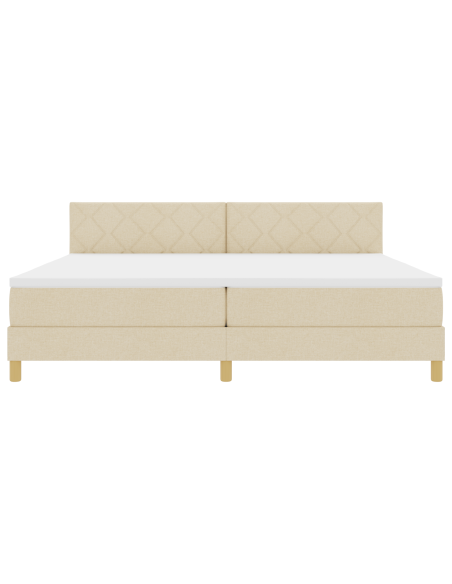Letto a Box Spring con Materasso & LED Panna 200x200 cm Tessuto