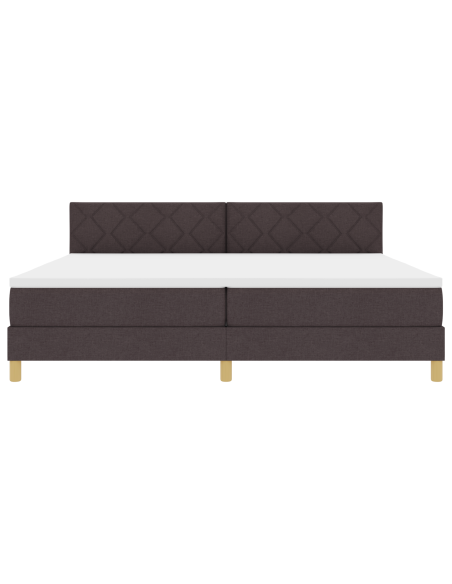 Letto con rete e materasso & LED Marrone Scuro 200x200 cm Tessuto