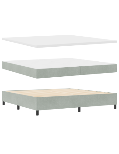 Letto a molle Grigio chiaro 200 x 200 cm Poliestere