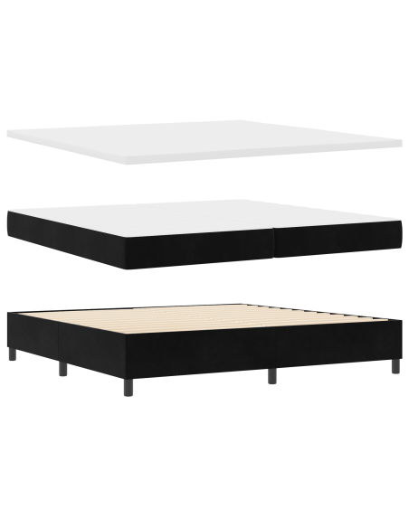 Letto Box Spring con Materasso Nero 200x200 cm Velluto