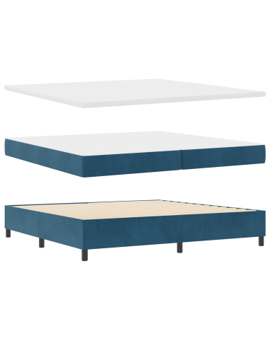 Letto a molle con materasso Blu Scuro 200 x 200 cm Poliestere