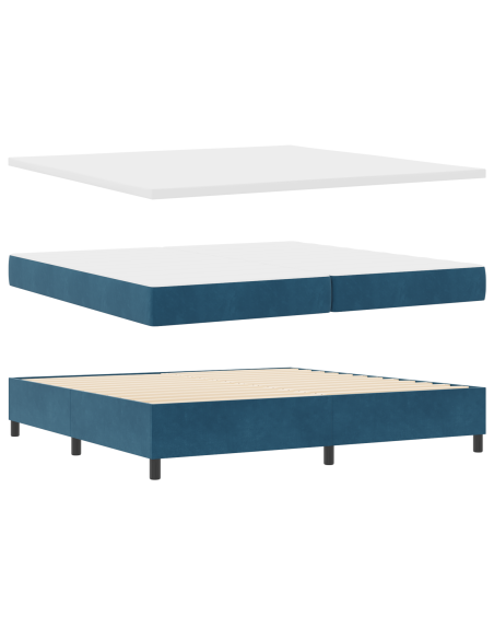 Rete a doghe con materasso  Blu scuro 200x200 cm Velluto