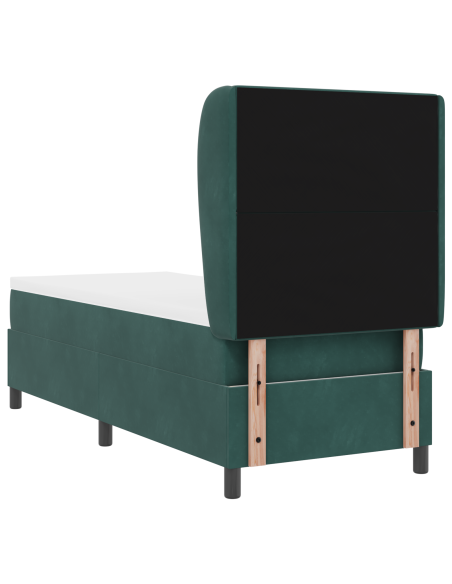Letto con Box Spring e Materasso Verde Scuro 80x200 cm Velluto