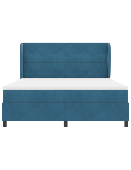 Letto con Materasso Box Spring Blu Scuro 180x200 cm Velluto