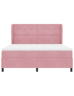 Letto a molle con materasso Rosa 200 x 180 cm Poliestere 2