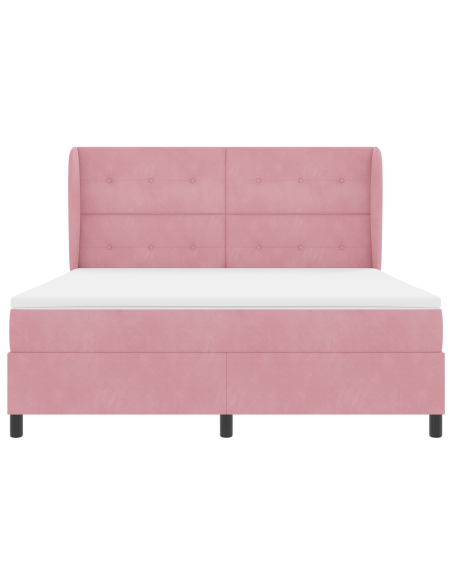 Letto a molle con materasso Rosa 200 x 180 cm Poliestere