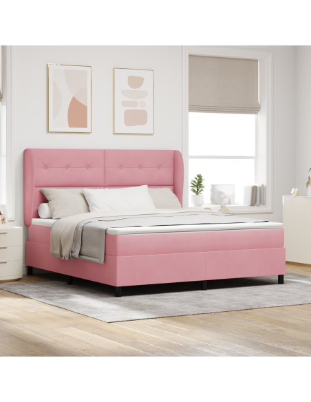 Letto Box Spring con Materasso Rosa 180x200 cm Velluto