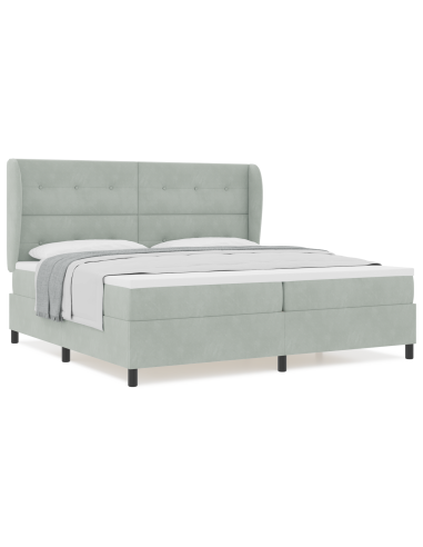 Letto a molle Grigio chiaro 200 x 200 cm Poliestere