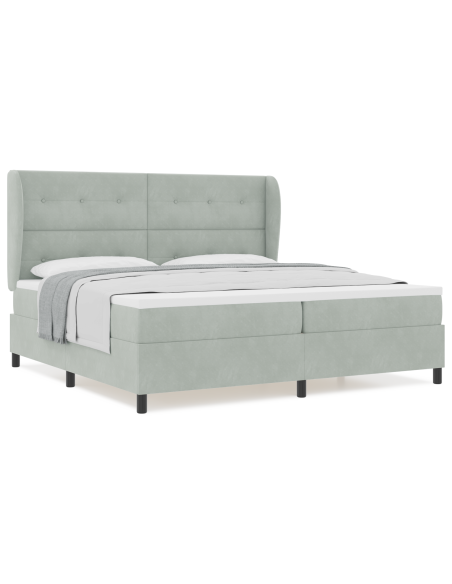 Letto Box Spring con Materasso  Grigio Chiaro 200x200 cm Velluto