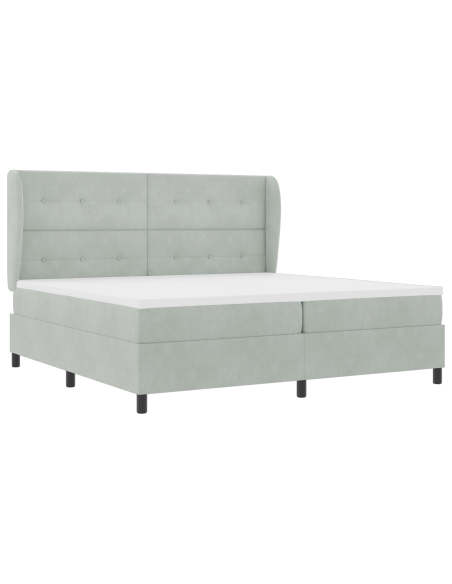 Letto Box Spring con Materasso  Grigio Chiaro 200x200 cm Velluto