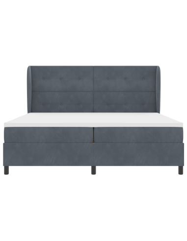Letto a molle con testiera Grigio scuro 200 x 200 cm Poliestere