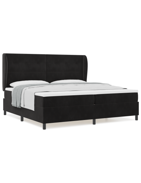 Letto Box Spring con Materasso Nero 200x200 cm Velluto