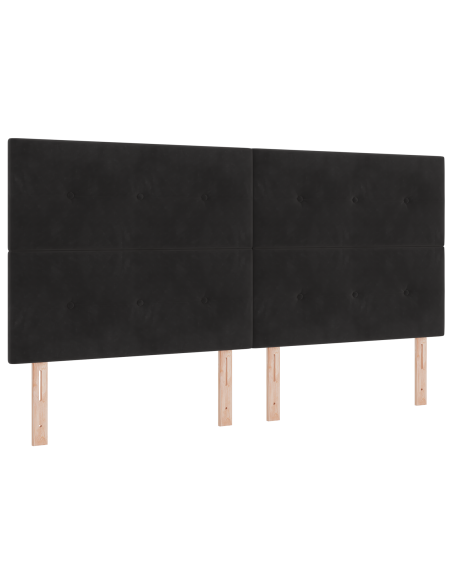 Letto Box Spring con Materasso Nero 200x200 cm Velluto