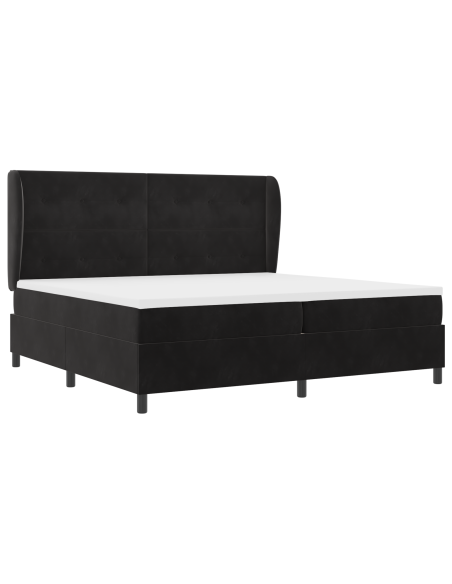 Letto Box Spring con Materasso Nero 200x200 cm Velluto