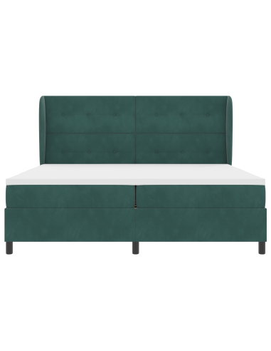 Letto a molle con materasso Verde Scuro 200 x 200 cm Poliestere