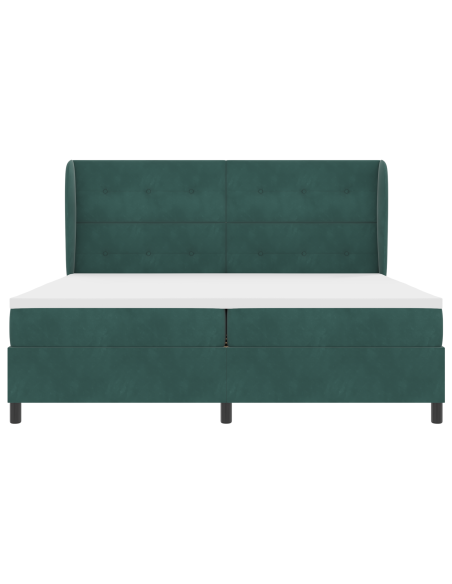 Letto Box Spring  con Materasso Verde Scuro 200x200 cm in Velluto