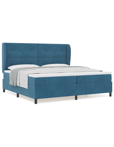 Letto a molle con materasso Blu Scuro 200 x 200 cm Poliestere