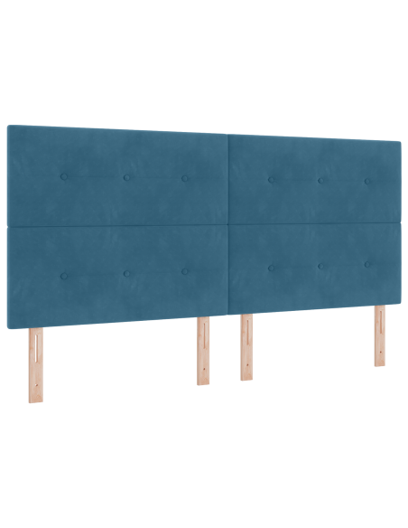 Rete a doghe con materasso  Blu scuro 200x200 cm Velluto