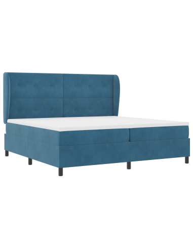 Letto a molle con materasso Blu Scuro 200 x 200 cm Poliestere