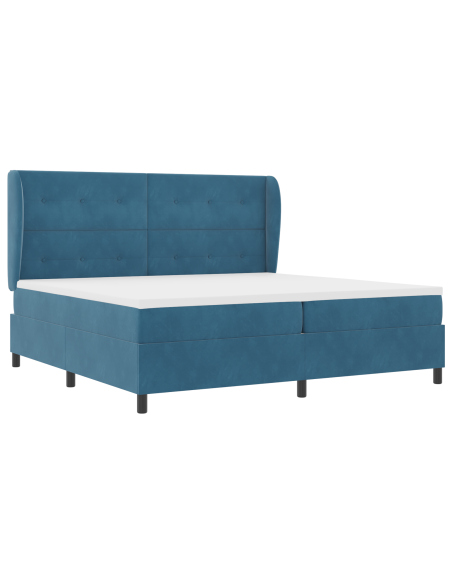 Rete a doghe con materasso  Blu scuro 200x200 cm Velluto